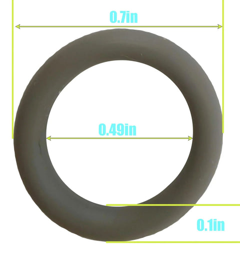 Close-up view of grey Three Eighths Inch Pressure Washer Quick Coupler O Ring from Kit 100 Pack Grey Seals, dimensions labeled