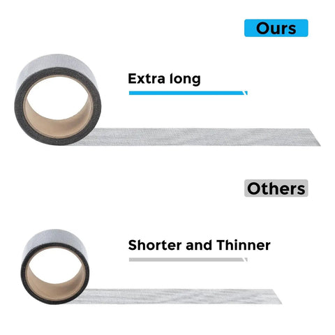 Grey Window Screen Repair Tape 2 Inch By 30 Foot Roll For Windows Or Doors vs. shorter tape comparison