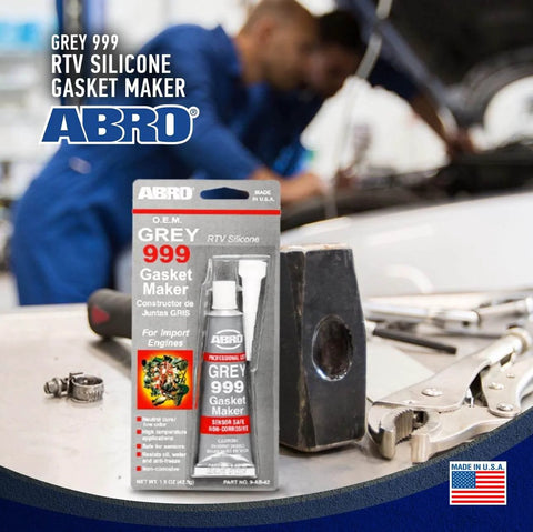 Heavy Duty High Temp RTV Silicone Sealant And Gasket Maker 650 Degrees F OEM Specified Sensor Safe Non Corrosive Neutral Cure Low Odor 3 Oz Tube Grey Sealant For Head Gaskets Oil Water Anti Freeze Resistant packaging in workshop setting with tools