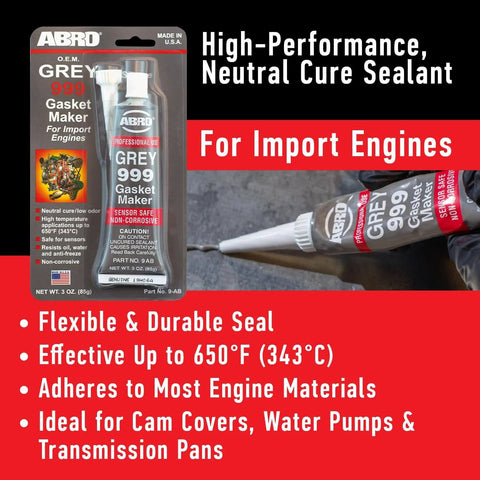 Heavy Duty High Temp RTV Silicone Sealant And Gasket Maker 650 Degrees F OEM Specified Sensor Safe Non Corrosive Neutral Cure Low Odor 3 Oz Tube Grey Sealant