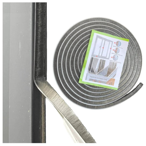 Self-Adhesive Pile Weather Stripping Seal for Sliding Windows and Door Frames, 16.5ft x 11/32 inch, Grey roll with instruction sheet