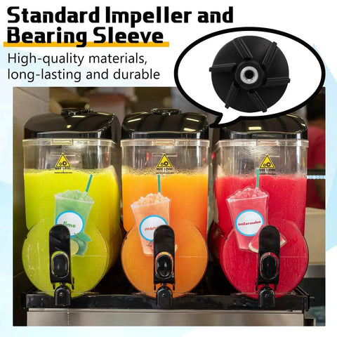 2 Pack Replacement Impeller And Bearing Sleeve Set For Grindmaster Crathco Beverage Dispensers with image of impeller and dispensers