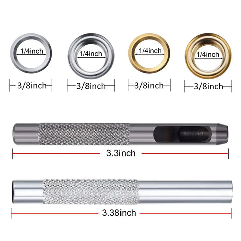 1/4 Inch Grommet Kit With 200 Sets Grommets Eyelets In Bronze Gunmetal Gold And Silver Includes 3 Piece Install Tool Kit And Sturdy Box