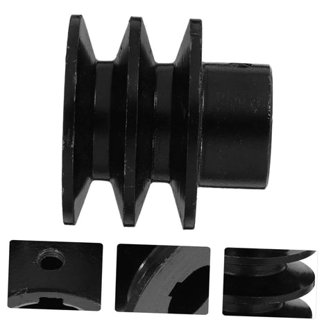 Heavy duty cast construction Groove Sheave V-belt Pulley for Automotive Applications, double groove side view.