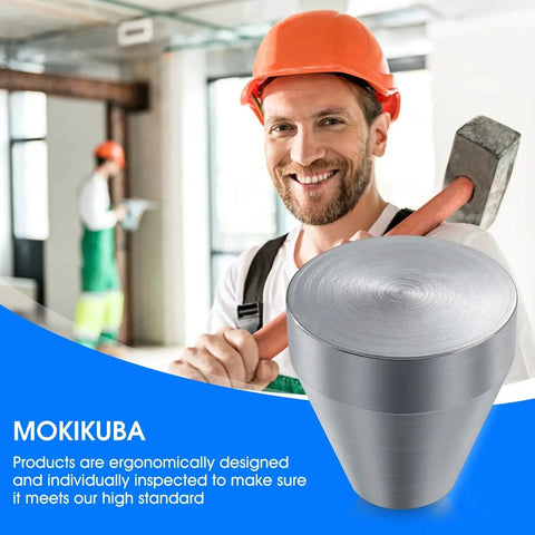 Construction worker holding Ground Rod Cap Driver Pad Hammer For One Half Inch Five Eighth Inch And Three Quarter Inch Grounding Rods