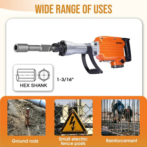 Ground Rod Driver For Hex Shank Rotary Hammer Drill For Grounding Rods And Jack Hammer Bits Compatible With Hex Demolition Tools