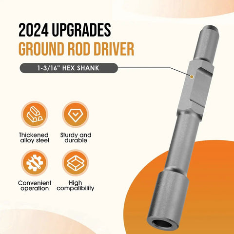 Ground Rod Driver For Hex Shank Rotary Hammer Drill For Grounding Rods And Jack Hammer Bits Compatible With Hex Demolition Tools