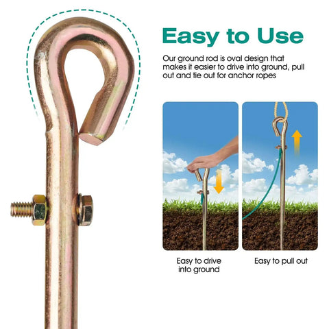 Portable Ground Rod Kit With Half Inch Diameter 18 Inch Long Ground Rod and 4 Foot 12AWG UL Listed Tinned Copper Wire diagram