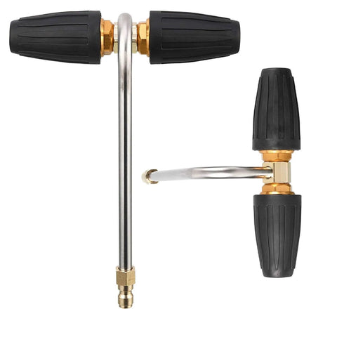 Gutter Cleaner Attachment For Pressure Washer With Two Rotary Turbo Nozzles And Quarter Inch Quick Disconnect.