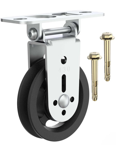 Gym Pulley Blocks, 3.5Inch/88mm Wall Mount Fixed Pulley Wheel, shown with bolts for installation