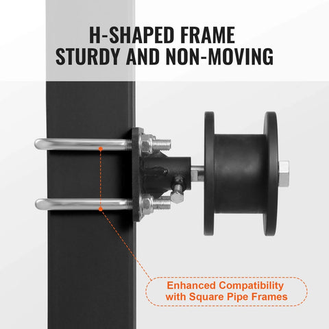 Side view of sliding gate kit rolling gate hardware with H shaped wheel groove, featuring heavy duty steel bracket and nylon roller.