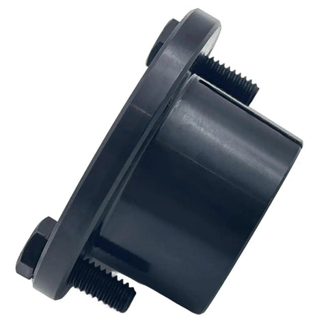 Side view of H Style 24mm Split Taper Bushing for pulleys and sheaves, carbon steel locking bushing with 24 mm bore, black oxidized finish.