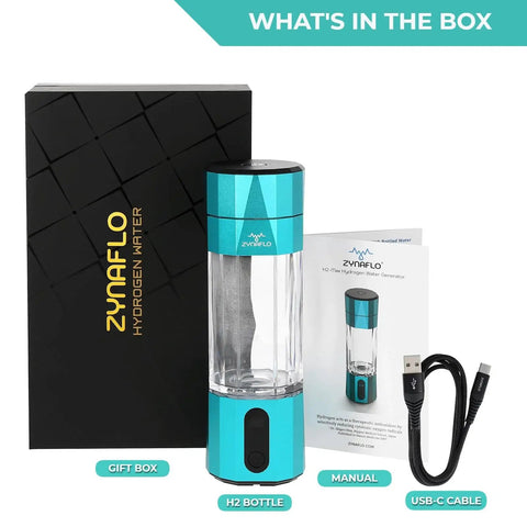 Hydrogen Water Bottle Generator With SPE PEM Membrane For Peak H2 Concentration Lab Tested In US, gift box, manual, USB-C cable