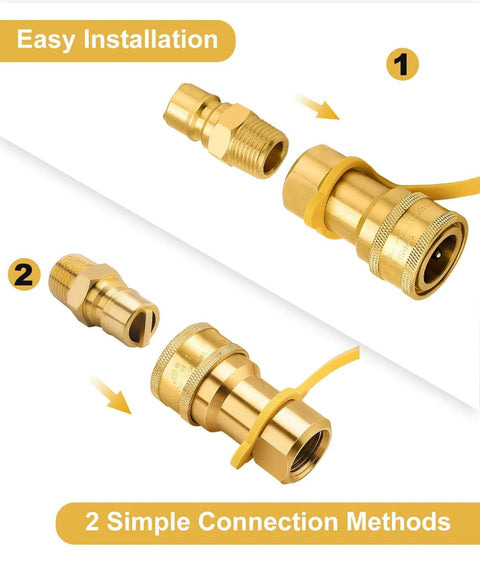 Half Inch LP Gas Quick Connect Fittings Kit With Male Insert Plug, Half Inch Natural Gas Propane Quick Disconnect brass connectors