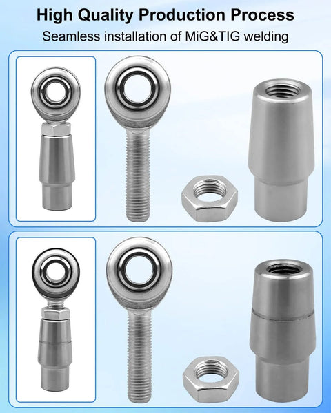 1/2-20 Heim joint rod end kit economy with tube adapters and jam nuts, showcasing chromoly joints and high-quality welding.
