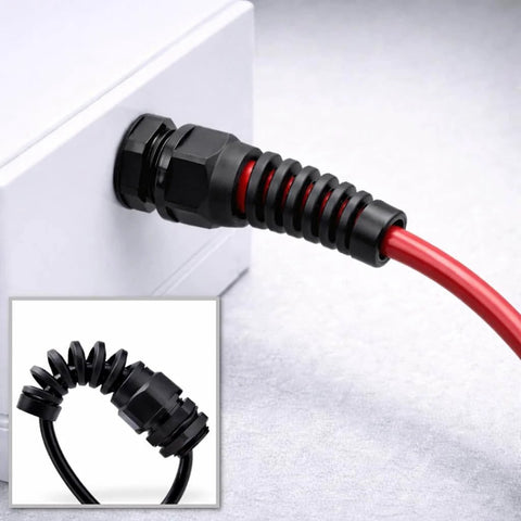 Half Inch NPT Flexible Cable Gland With Spiral Pigtail Cord Grip Strain Relief Two Pack For Easy Through Plate Cable Protection