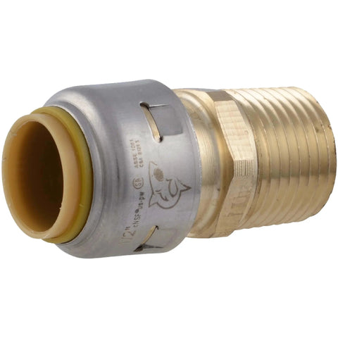 1/2 Inch MNPT Push To Connect Brass Plumbing Adapter For CTS To FNPT Threaded Connections And Quick Connections To PEX Copper CPVC PE-RT SDR-9 HDPE Pipe SharkBite Max Male Fitting For Easy Solderless Installations