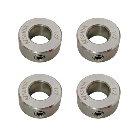 ✝️ 1/2 Inch Stainless Steel Shaft Collars with Set Screw 4 Pack showing corrosion-resistant design