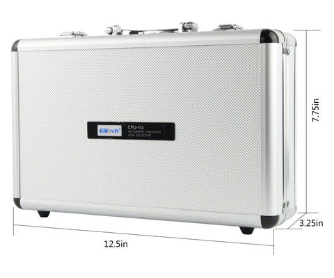 Elitech CPU-1G HVAC leak detector case, silver aluminum briefcase, 12.5 by 7.75 by 3.25 inches