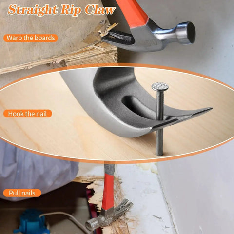 Eight Ounce Straight Rip Claw Hammer With Fiberglass Handle Smooth Face Non Slip Grip General Purpose Hammer in use