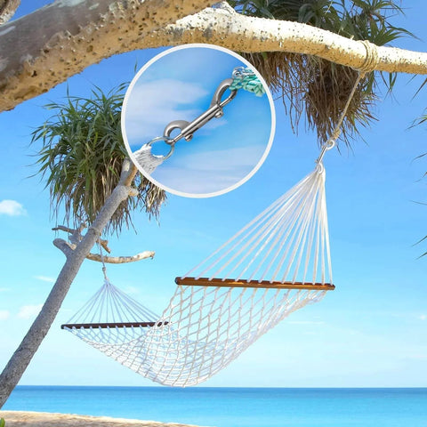 Beach hammock with inset of 20 Pieces 3.5 Inch Double Ended Bolt Snap Hooks Zinc Alloy With Double Trigger Chain Metal Clips focus
