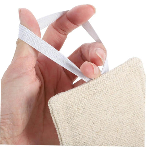 Hand holding Nine Piece Door Slam Stopper No Drill Silencers For Doors Heavy Duty Closers showing strap attachment detail
