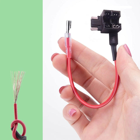 Close-up of Low Profile Mini Blade Fuse Tap Kit With Wire Harness, 3 Pack For Cars Trucks And Boats, Includes 8 Fuses