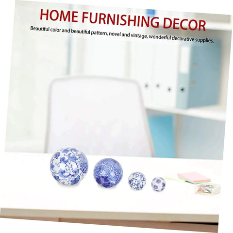4pcs Floating Ceramic Balls Decorative Porcelain Orbs for Fish Tank Home Ornament and Pool Decor Hand-Painted Pattern