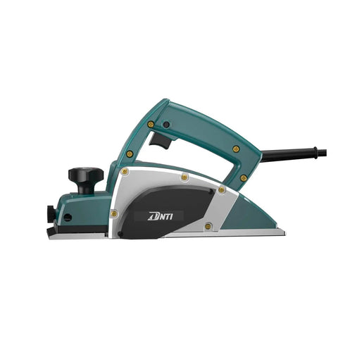 Effortless stock removal and precise edge chamfering from a 3.8 Amp handheld planer, side view with 3-1/4 inch blade.