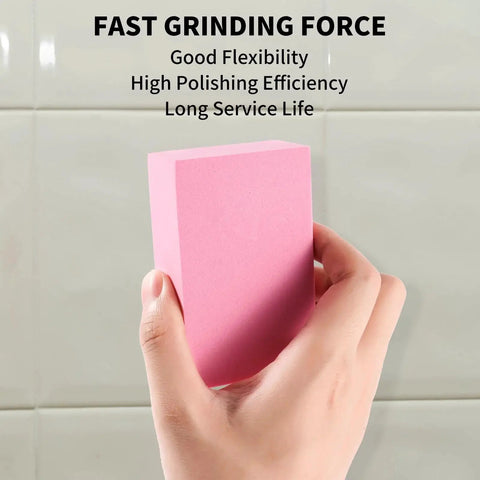 Close-up of a hand holding a pink pad from the Six Piece Diamond Hand Polishing Pads Set 60 to 1000 Grit for Tile Glass Stone.