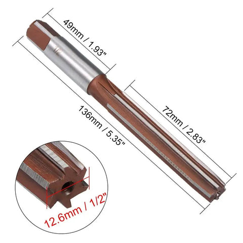 Pro Grade Hand Reamer For Metal One Half Inch High Speed Steel H7 With Six Straight Flutes Milling Cutter Reaming Drill Bit