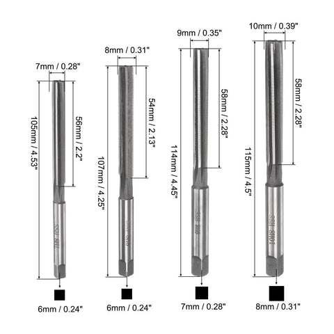 9-Piece Hand Reamer Set For Metal And Wood 2mm To 10mm H8 Tolerance With Straight Flutes Alloy Steel Cutting Tools for reaming holes