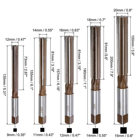11 Piece Hand Reamer Set 3mm 4mm 5mm 6mm 8mm 10mm 12mm 14mm 16mm 18mm 20mm H8 Tolerance Pro Grade Alloy Steel Reamers