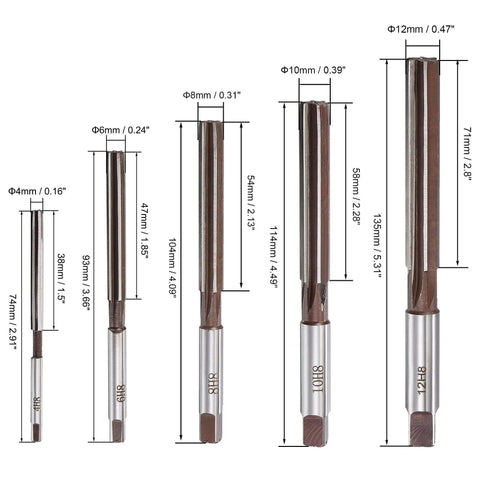 Pro Grade Hand Reamer Set For Metalworking 4mm 6mm 8mm 10mm 12mm H8 Accuracy Alloy Tool Steel 6 Flutes Straight Shank