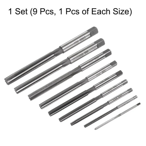 9-Piece Hand Reamer Set For Metal And Wood 2mm To 10mm H8 Tolerance With Straight Flutes Alloy Steel Cutting Tools uxcell