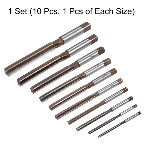 10 Piece Hand Reamer Set 3mm To 12mm H7 Tolerance In Alloy Steel With Straight Flutes For Precise Hole Enlargement And Finishing