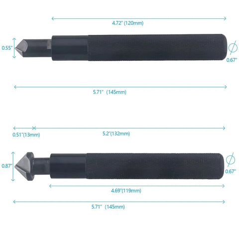 Premium Countersink Deburring Hand Reamer Set With HRC64 Hardened HSS Steel Heads, two-piece reamers, ergonomic steel handle
