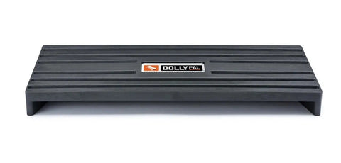 Hand Truck Helper And Mini Storage Pallet For Dollies Keeps Back Safe While Handling Heavy Loads Holds 800 Plus Lbs 18 Inch By 10 Inch By 1.5 Inch 1 Pack Waterproof Storage Pallet Protects Stored Items From Water Damage Insects And Debris, front view of black rectangular platform with logo