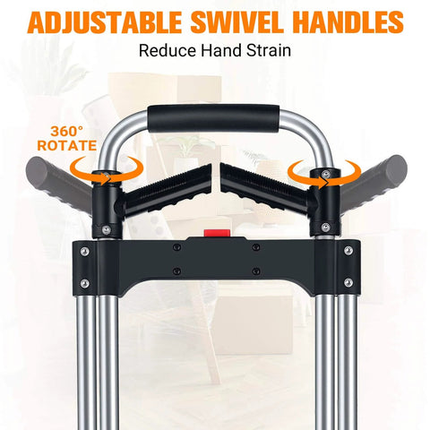 Adjustable swivel handles on 380 LB Capacity Folding Hand Truck Heavy Duty Foldable Dolly Cart with Wheels for easier maneuvering.