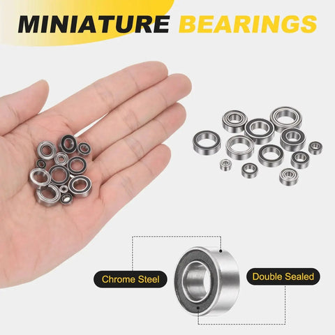 Hand holding Two Pack SMR63 2RS Deep Groove Ball Bearings 3 Millimeter By 6 Millimeter By 2.5 Millimeter Size Double Shielded 440C Stainless Steel