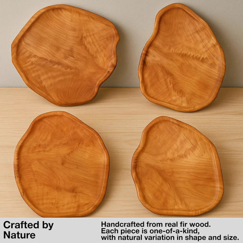 Handmade Premium Fir Wood Lazy Susan Turntable Organizer With Rustic Serving Platter showcasing unique wood grain patterns.