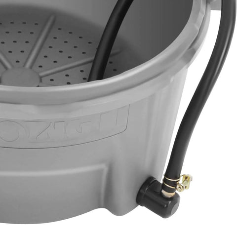 Close-up of Portable Handheld Oiler Bucket and Oil Gun Kit 4.55L One Gallon showing 4.59ft hose attachment