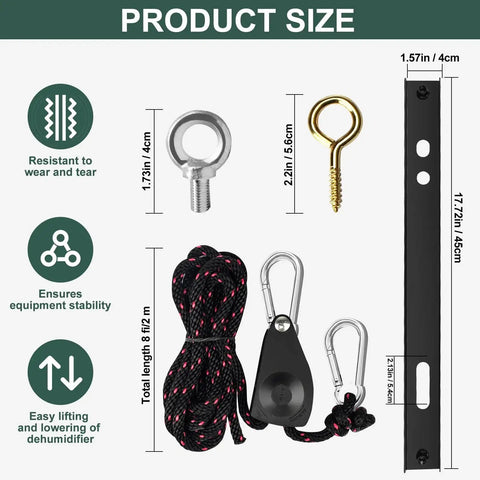 Heavy Duty Hanging Kit For Crawl Space And Basement Dehumidifiers With Anti Vibration Frame To Reduce Noise dimensions and components