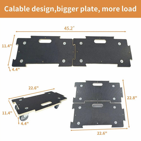 Spliceable Furniture Moving Dolly With 550 Lbs Capacity, hardwood connectable design, four wheels, shown disassembled.
