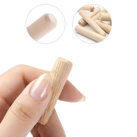 Assorted 21 Piece Wooden Dowels Set M6 M8 M10 Hardwood Grooved Fluted Pins For Woodworking And Furniture DIY Carpentry Projects