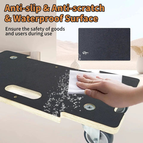 Spliceable Furniture Moving Dolly With 550 Lbs Capacity 2 Packs showing anti-slip waterproof surface being wiped clean
