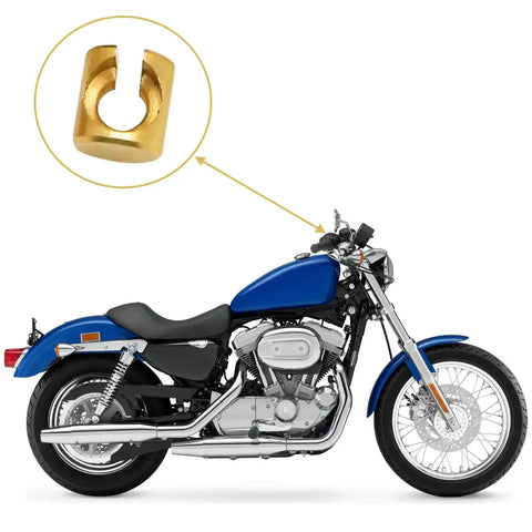 Throttle Idle Cable Ferrules For Harley Davidson Carburetor Throttle Cable End Joint Guide Nut Fits Road King 1996 2006 FXDF Fat Bob 2009 2017 5650876 Replacement Durable Aluminum Alloy Easy Install Professional Installation Recommended shown next to motorcycle for use illustration.