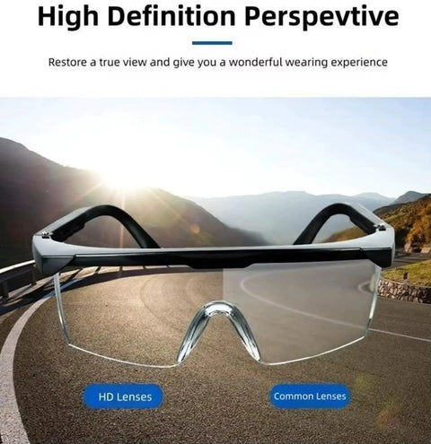 2 Pack Wide Frame Safety Glasses Goggles Anti Fog UV Resistant Over Glasses with mountain road view