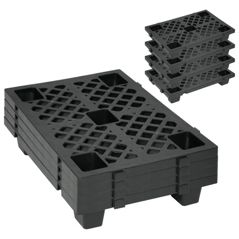 Eight Pack Plastic Pallets 23.6 Inch By 15.7 Inch By 3.9 Inch Thick Heavy Duty HDPE Floor Pallets For Basement Storage Waterproof Interlocking Storage Pads