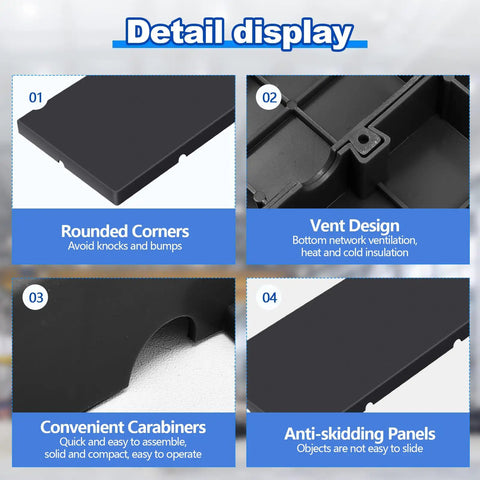 Detail display of Six Pack HDPE Plastic Pallets Waterproof Storage Pads For Racks And Shelves showing design features